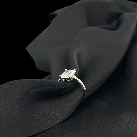 Elegant Women's Engagement Ring with Emerald-Shaped Cubic ZirconiaTimeless - Picture 13 of 13